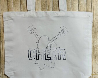 Cheer Tote Bag | Blue/Crystal Rhinestones | Shoulder Bag | Cheer