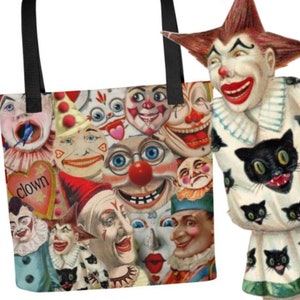 Clown Tote bag, A Haunted Heart, Carnevale, Circo, Clown, Vintage