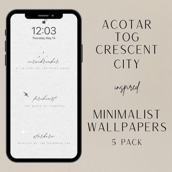 Minimalist ACOTAR, Throne of Glass, and Crescent City Inspired Wallpapers