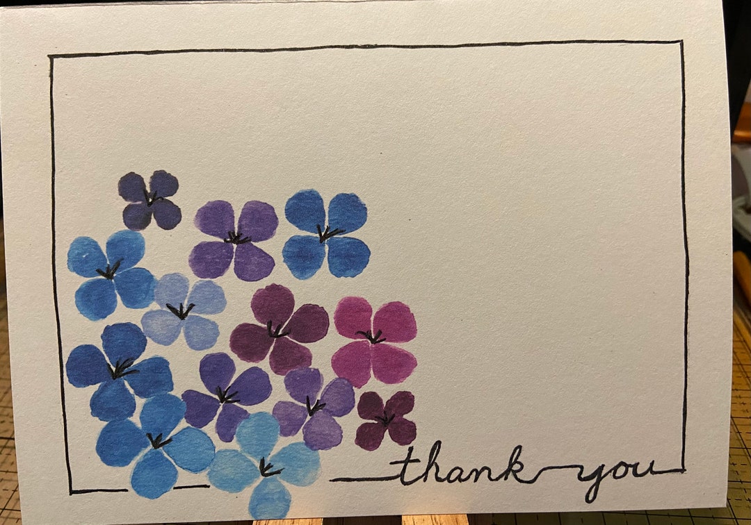 Blank Floral Thank You Card - Etsy