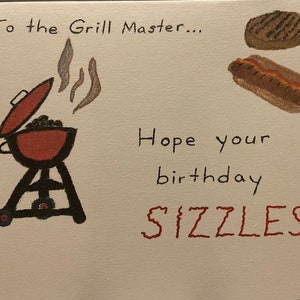 Grill Master Blank Watercolor Birthday Card for dads, husbands, grandfathers, uncles, brothers