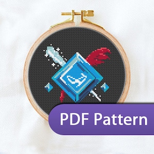 Blue Mage Job Stone - FFXIV FF14 Endwalker - Cross Stitch Pattern PDF Downloadable