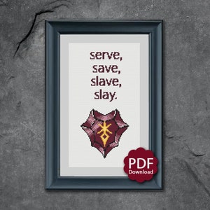 Dark Knight Job Stone Oath Vow - FFXIV FF14 - Wzór do haftu krzyżykowego w formacie PDF do pobrania