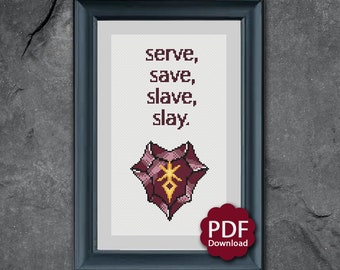 Dark Knight Job Stone Oath Vow - FFXIV FF14 - Cross Stitch Pattern PDF Downloadable