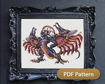 Summon Bahamut Dragon - Final Fantasy - Cross Stitch Pattern PDF Downloadable