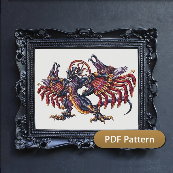 Roep Bahamut Dragon op - Final Fantasy - Cross Stitch patroon PDF downloadbaar