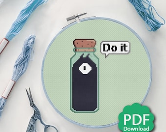 Luci in a Bottle - Do it - Disenchanted - Cross Stitch Pattern PDF Downloadable