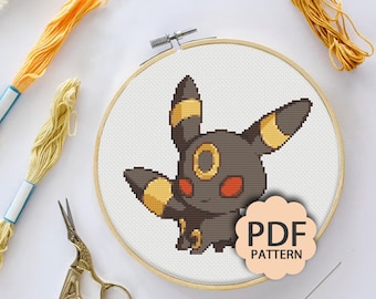Chibi Umbreon - Pokemon - Patrón Punto de Cruz PDF Descargable