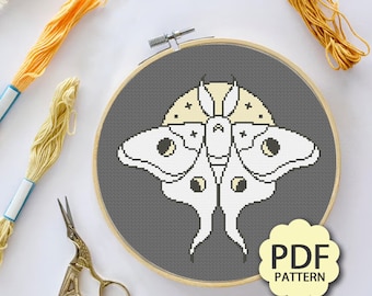 Lunar Moth - Nature - Cross Stitch Pattern PDF Downloadable