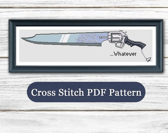 Lo que sea, Squall's Gunblade - FFXIII FF8 - Patrón de punto de cruz PDF descargable