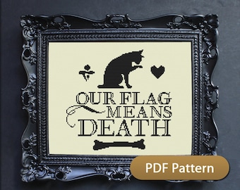 Notre drapeau signifie la mort - Modèle de point de croix PDF téléchargeable