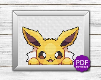 Popup Jolteon - Pokemon - Cross Stitch Pattern PDF Downloadable