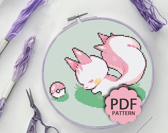 Sleepy Shiny Pastel Pachirisu - Pokemon - Patrón Punto de Cruz PDF Descargable