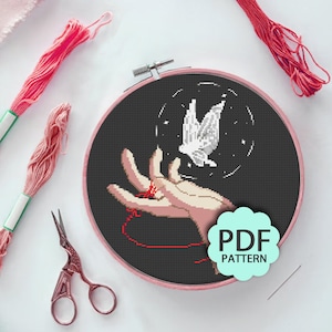 Mariposa de hilo rojo - Bendición oficial del cielo - Patrón de punto de cruz descargable en formato PDF