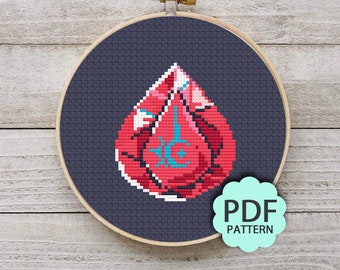 Mago rojo, FFXIV FF14 Job Stone, Patrón de punto de cruz descargable en PDF