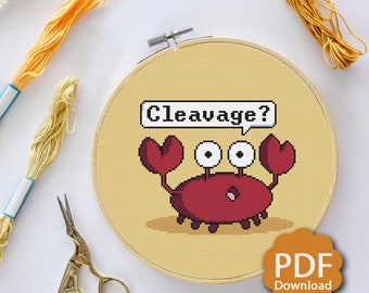 Décolleté de crabe - Abeille et chiot - Modèle de point de croix PDF téléchargeable