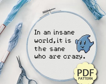 Blue Lumalee Star Sane World - Mario Movie - Cross Stitch Pattern PDF Downloadable