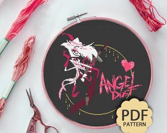 Angel Dust - Hazbin Hotel - Patrón de punto de cruz PDF descargable
