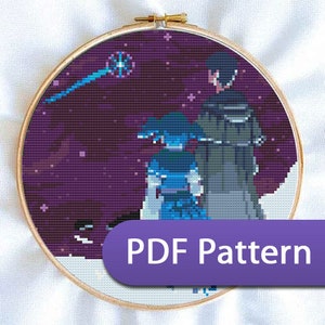 Meteion and Hermes - FFXIV FF14 Endwalker - Cross Stitch Pattern PDF Downloadable