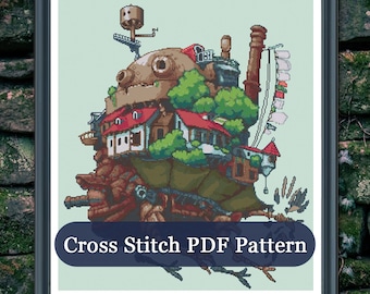 Howls Flying Castle - Cross Stitch Pattern PDF Downloadable