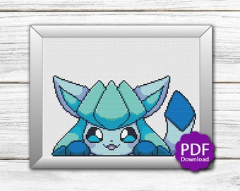 Popup Glaceon - Pokemon - Cross Stitch Pattern PDF Downloadable