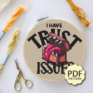 I Have Trust Issues - Dungeons and Dragons - DnD- Cross Stitch Pattern PDF Downloadable