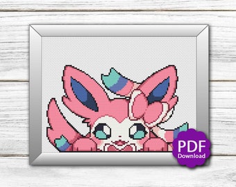 Popup Sylveon - Pokemon - Cross Stitch Pattern PDF Downloadable