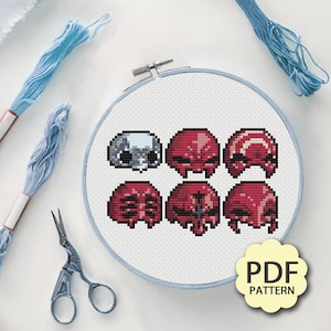 Ancient Ascian Masks - FFXIV FF14 Endwalker - Cross Stitch Pattern PDF Downloadable