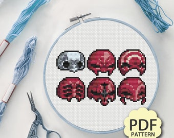 Masques Ascian antiques - FFXIV FF14 Endwalker - Modèle de point de croix PDF téléchargeable