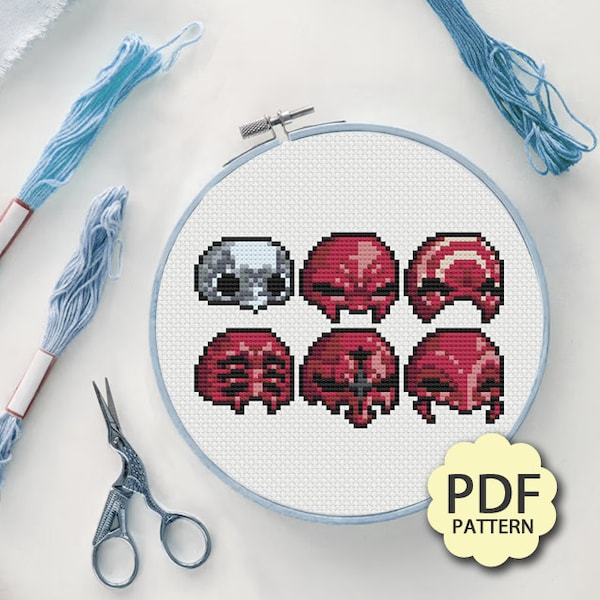 Ancient Ascian Masks - FFXIV FF14 Endwalker - Cross Stitch Pattern PDF Downloadable