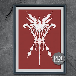 Grand Duchy Rosaria Flag - Final Fantasy XVI - FF16 - Cross Stitch Pattern PDF Downloadable