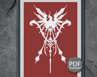 Grand Duchy Rosaria Flag - Final Fantasy XVI - FF16 - Cross Stitch Pattern PDF Downloadable