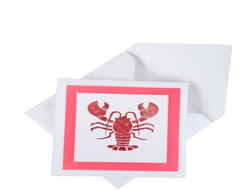 Maine Lobster Card, Shaker Card, Red -Lobster, Blue Lobster, Blank Card, Handmade Greeting Card