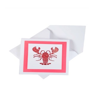 Maine Lobster Card, Shaker Card, Red -Lobster, Blue Lobster, Blank Card, Handmade Greeting Card