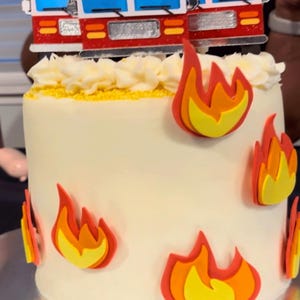 Flashing Fire Truck Cup Cake Toppers-Perfect for a Fireman themed party-Fire-Truck Party Favors-Fire Engine Party Decorations-Cake Toppers