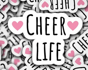 Cheer life sticker, cheer magnet, pink heart sticker, locker magnet, cheerleader, water bottle, gift for best friend, lap top sticker, gift