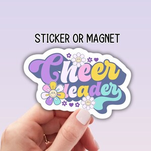 Retro Cheer leader sticker, cheer magnet, cheer magnet, locker magnet, cheerleader, water bottle, gift for cheerleader, lap top sticker