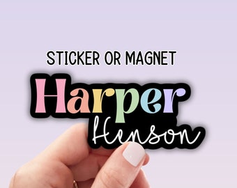 Custom name sticker Rainbow font name sticker Full name sticker Personalized name Water bottle sticker Kids name sticker lap top last name