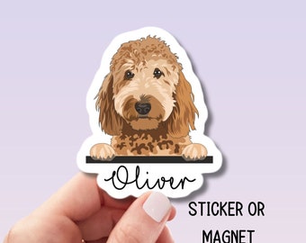 Golden Doodle Sticker Pet name sticker Doodle sticker Goldendoodle Sticker Custom pet sticker Dog food sticker Doodle mom dog mom gift woof
