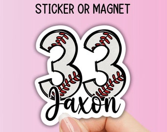 Custom Baseball Number sticker name baseball team gifts softball team custom number personalized baseball locker magnet Baseball helmet