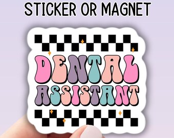 Dental assistant sticker dental assistant gift dental hygienist dentist era gift magnet tooth water bottle sticker Retro laptop water bottle