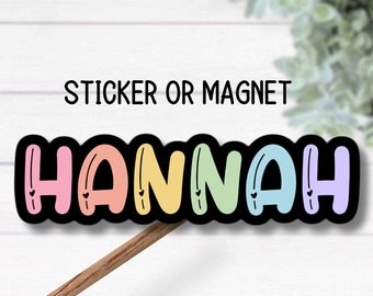 Water bottle name sticker Tumbler cup name sticker Retro font name kids Name sticker Personalized name boys name sticker gift magnet