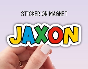 Video game name sticker, gaming sticker, boys name sticker, Water bottle name sticker, name magnet, Retro font name Personalized kids name