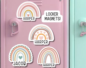 Locker name Magnet Boho Rainbow name sticker Personalized name Magnet Custom Name aesthetic stickers Tumbler cup name gift Locker Decor