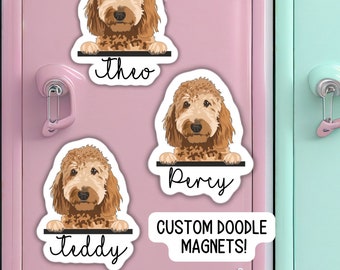 Custom Golden Doodle magnet Pet name magnet Goldendoodle Custom pet Dog food sticker Doodle mom dog mom gift decor locker fridge mama mom
