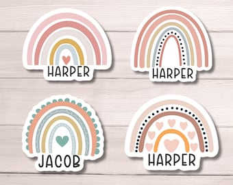 Locker name Magnet Boho Rainbow name sticker Personalized name Magnet Custom Name aesthetic stickers Tumbler cup name gift Locker Decor
