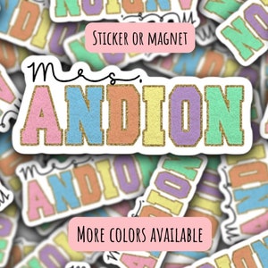 Chenille letters, Varsity name sticker, Personalized name stickers, Custom Name Stickers, Preppy name, kids name stickers, Teacher gift name