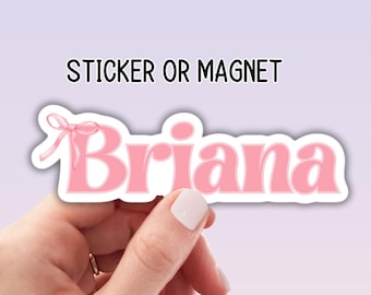 Custom name Bow sticker bow Pink Coquette Ribbon Bow Personalized name sticker Custom Name locker magnet water bottle name gift kids name