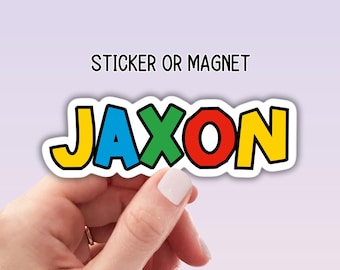 Video game font Water bottle name sticker Tumbler cup name sticker Retro font name Boy Name sticker Personalized name Kids name sticker gift