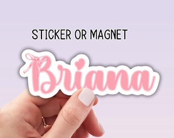 Coquette Ribbon Bow Personalized name sticker pink Custom name Bow sticker bow Custom Name locker magnet water bottle name gift kids name